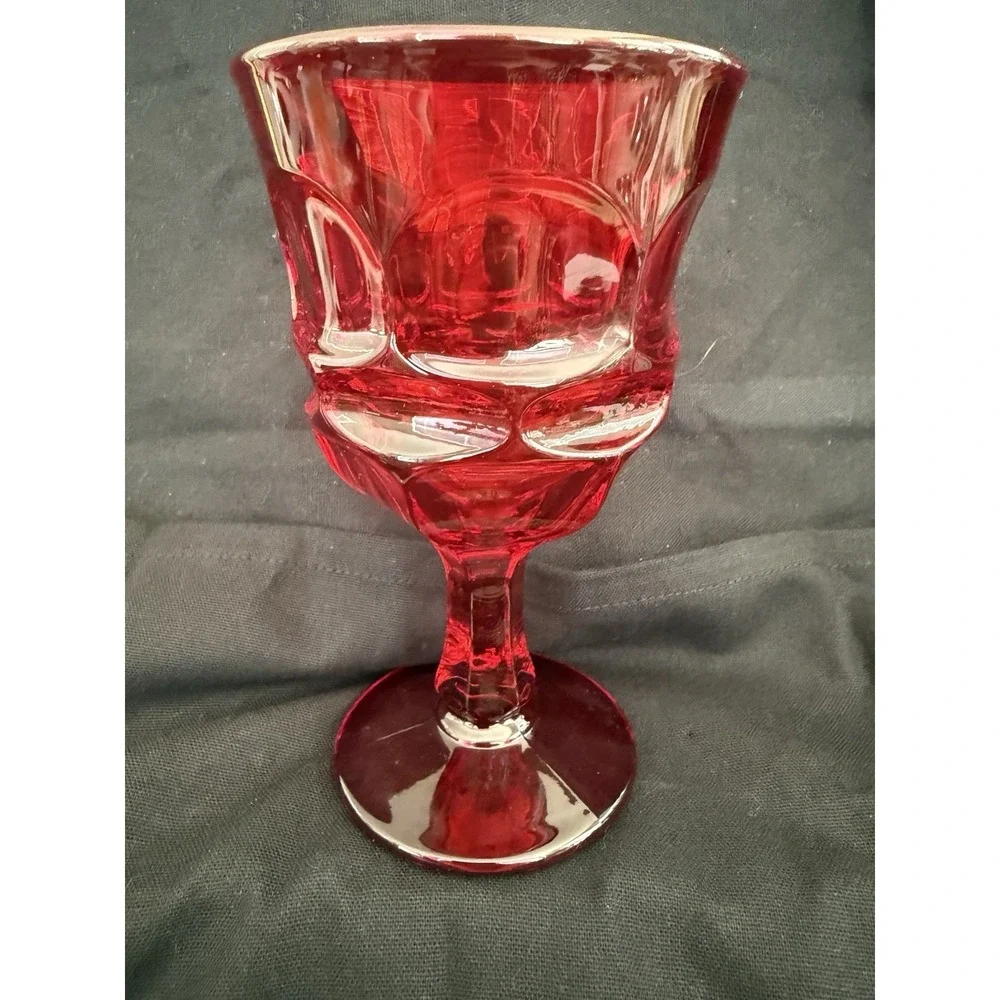 Red Ruby Glass Goblet Glossy Round Unisex Adults Drinkware Decorative 5.5 Inch